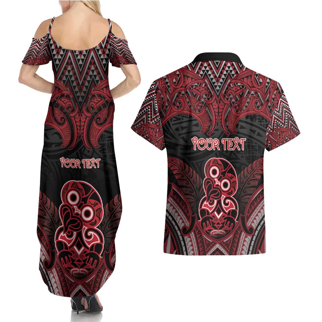 Personalised New Zealand Waitangi Day Couples Matching Summer Maxi Dress and Hawaiian Shirt Te Tiriti O Waitangi 1840 DT05 - Polynesian Pride