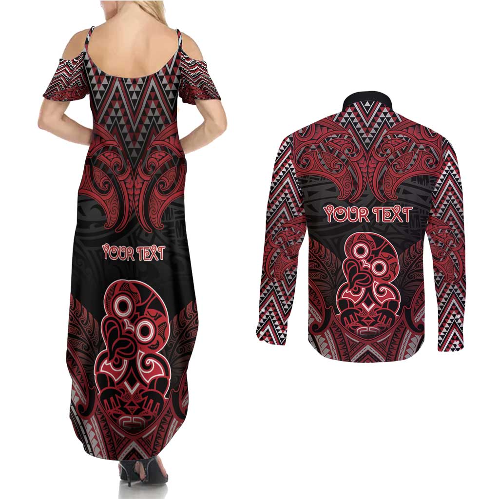 Personalised New Zealand Waitangi Day Couples Matching Summer Maxi Dress and Long Sleeve Button Shirt Te Tiriti O Waitangi 1840 - Polynesian Pride