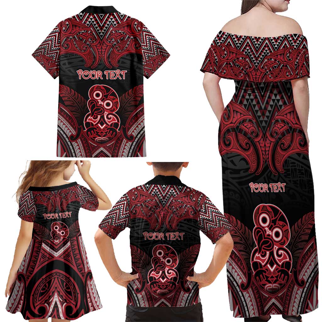 Personalised New Zealand Waitangi Day Family Matching Off Shoulder Maxi Dress and Hawaiian Shirt Te Tiriti O Waitangi 1840 DT05 - Polynesian Pride