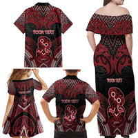 Personalised New Zealand Waitangi Day Family Matching Off Shoulder Maxi Dress and Hawaiian Shirt Te Tiriti O Waitangi 1840 DT05 - Polynesian Pride