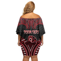 Personalised New Zealand Waitangi Day Family Matching Off Shoulder Short Dress and Hawaiian Shirt Te Tiriti O Waitangi 1840 DT05 - Polynesian Pride