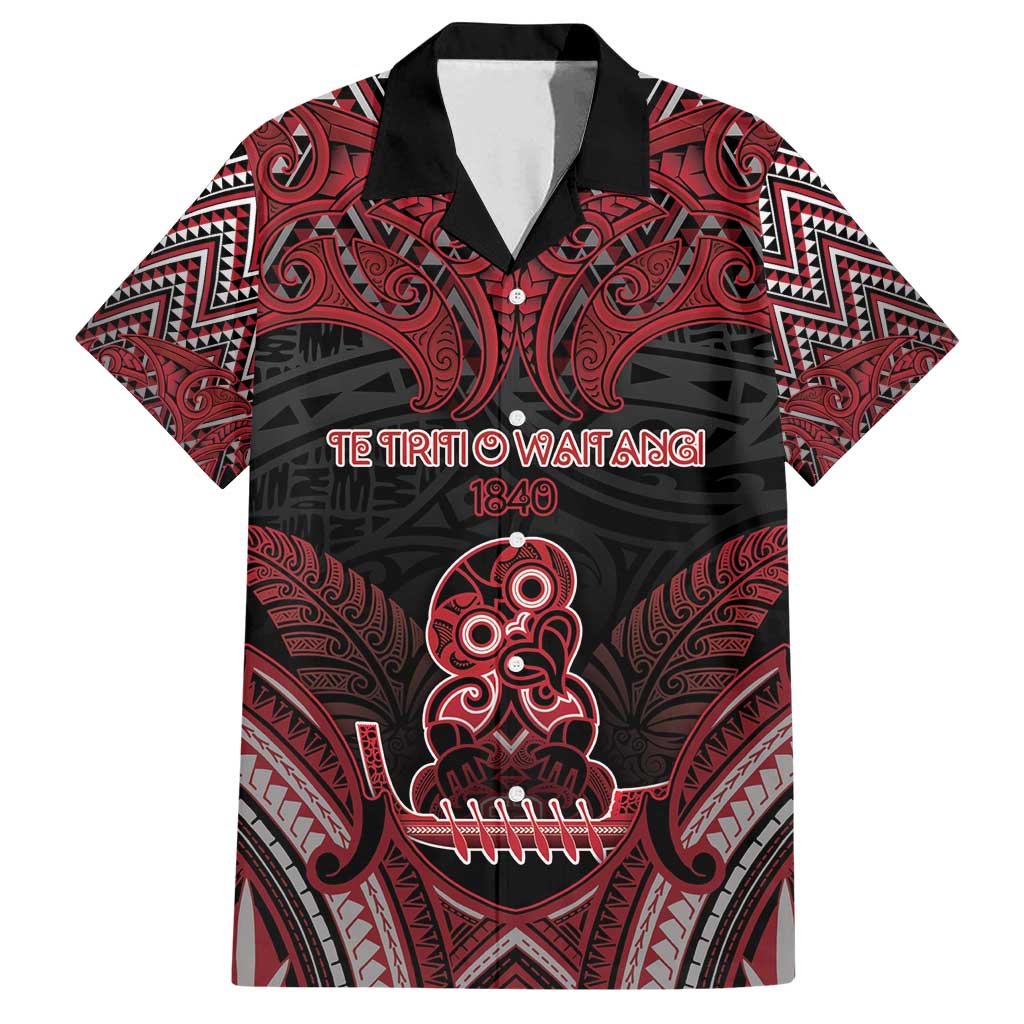Personalised New Zealand Waitangi Day Family Matching Tank Maxi Dress and Hawaiian Shirt Te Tiriti O Waitangi 1840 DT05 Dad's Shirt - Short Sleeve Black - Polynesian Pride