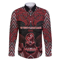 Personalised New Zealand Waitangi Day Family Matching Tank Maxi Dress and Hawaiian Shirt Te Tiriti O Waitangi 1840 DT05 Dad's Shirt - Long Sleeve Black - Polynesian Pride