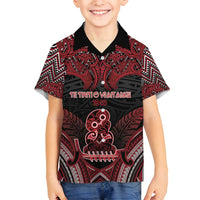 Personalised New Zealand Waitangi Day Family Matching Tank Maxi Dress and Hawaiian Shirt Te Tiriti O Waitangi 1840 DT05 Son's Shirt Black - Polynesian Pride
