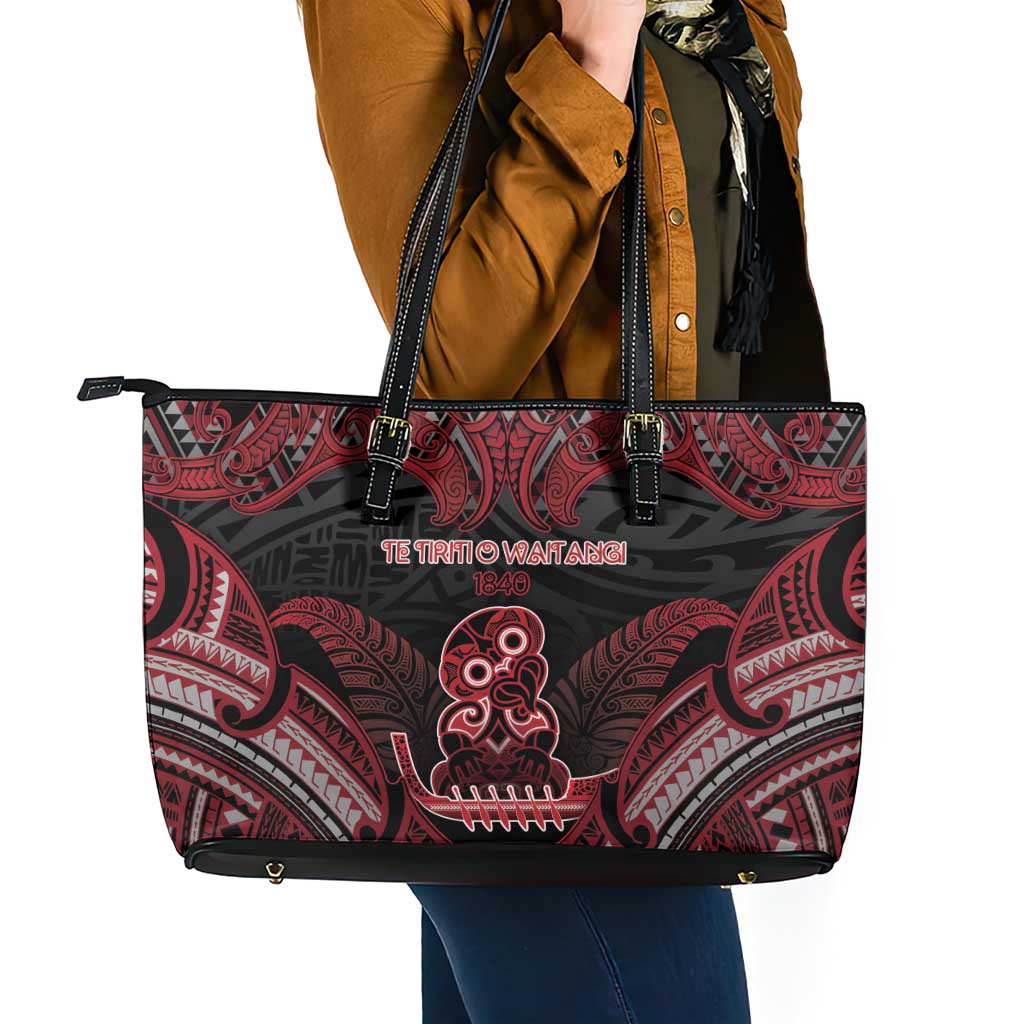 New Zealand Waitangi Day Leather Tote Bag Te Tiriti O Waitangi 1840 - Polynesian Pride