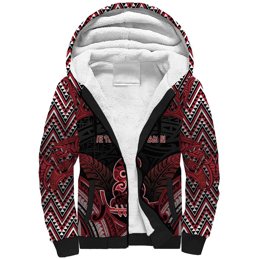 Personalised New Zealand Waitangi Day Sherpa Hoodie Te Tiriti O Waitangi 1840 - Polynesian Pride