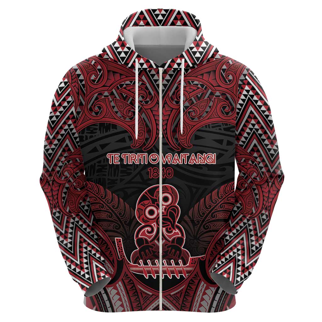 Personalised New Zealand Waitangi Day Zip Hoodie Te Tiriti O Waitangi 1840 - Polynesian Pride