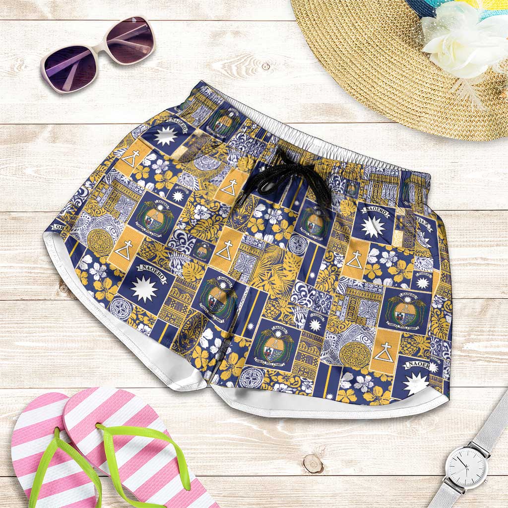 Ekamawir omo Nauru Shorts for Women Pacific Patchwork Xmas Vibes - Polynesian Pride