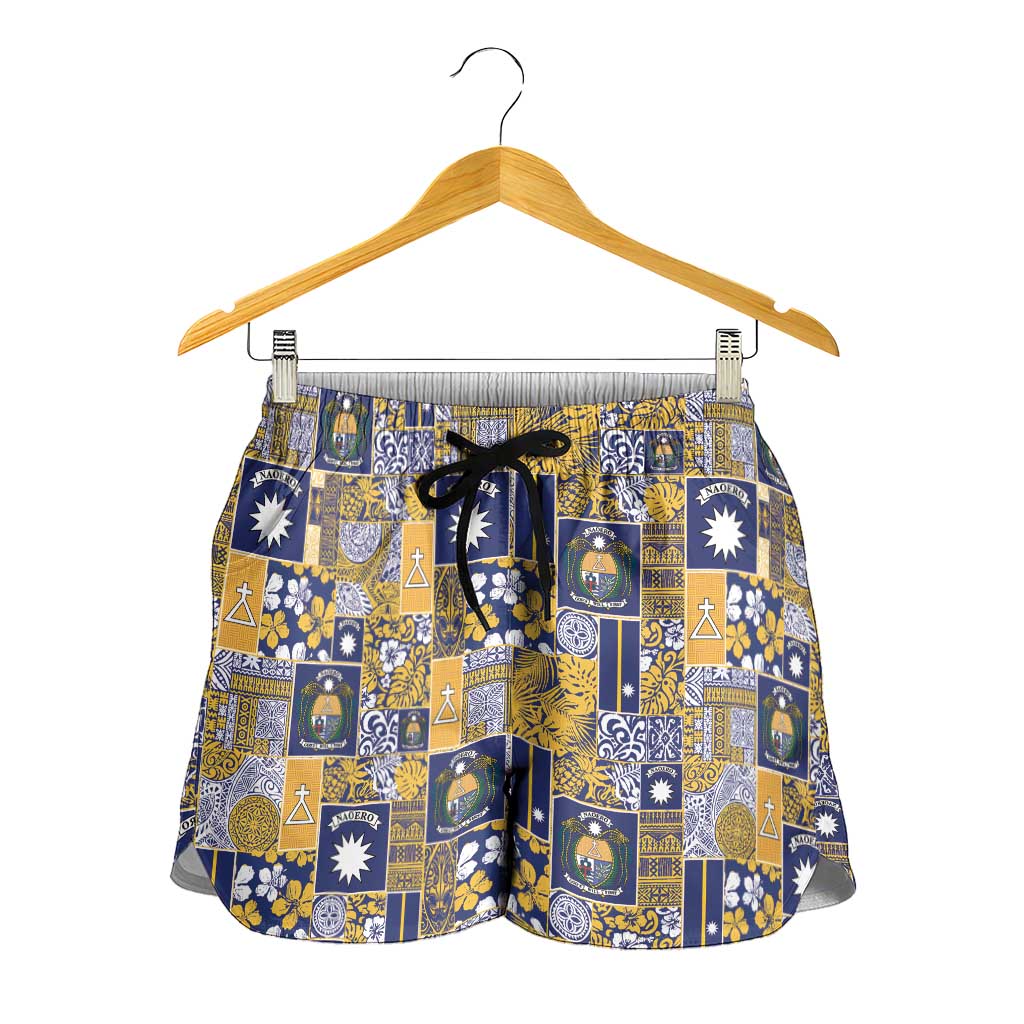 Ekamawir omo Nauru Shorts for Women Pacific Patchwork Xmas Vibes - Polynesian Pride