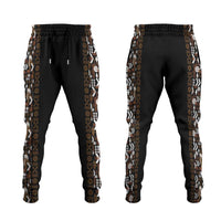 Fiji Bati Jogger Pants Masi-inspired Tapa Pattern LT9 Brown - Polynesian Pride