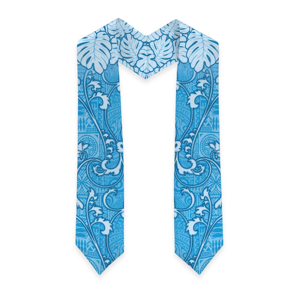 Fiji Graduation Stole Fijian Tapa Pattern Blue