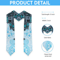 Fiji Graduation Stole Masi Tapa Pattern Blue