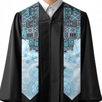 Fiji Graduation Stole Masi Tapa Pattern Blue
