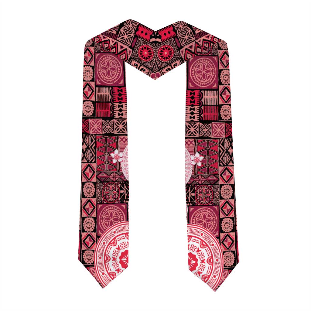 Fiji Graduation Stole Masi Tapa Pattern Red