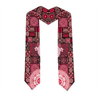 Fiji Graduation Stole Masi Tapa Pattern Red