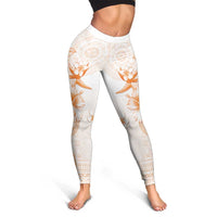 Fiji Leggings Masi Tapa Pattern Brown - Polynesian Pride