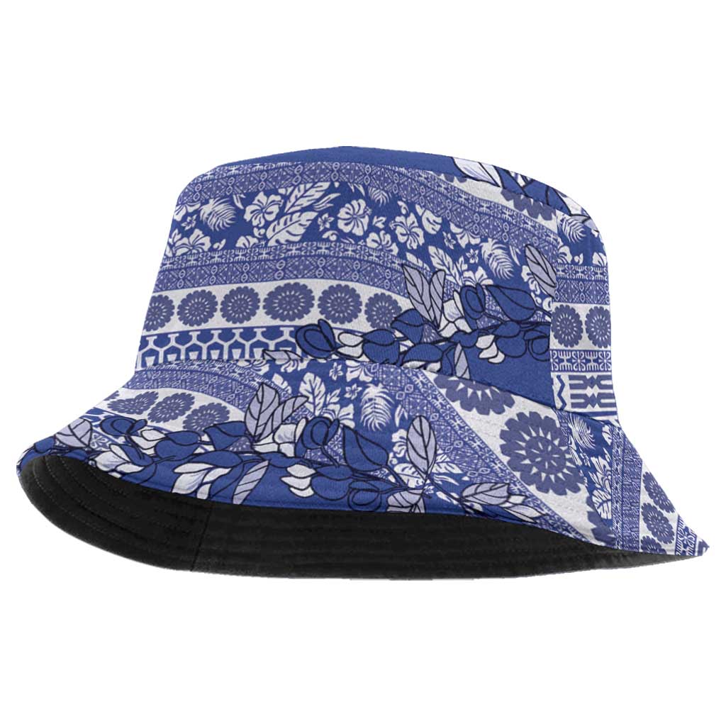 Fiji Marau na Kerisimasi Bucket Hat Blue Tagimoucia Tapa Masi Tribal - Polynesian Pride