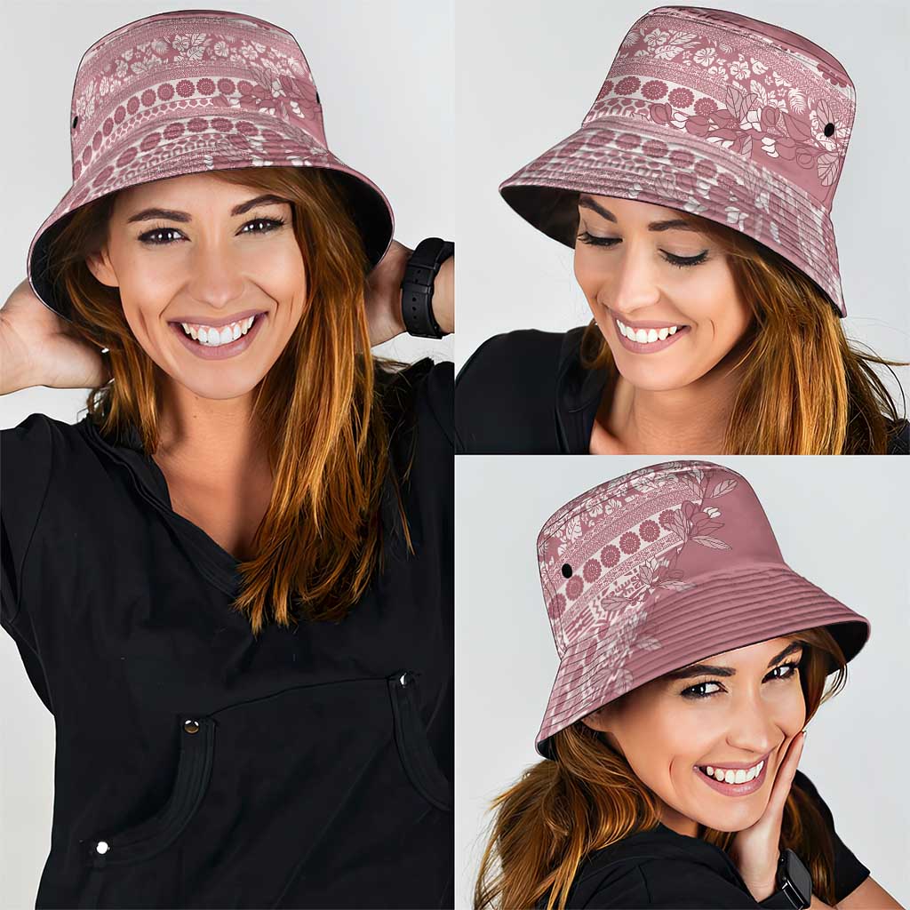 Fiji Marau na Kerisimasi Bucket Hat Dusty Rose Tagimoucia Tapa Masi Tribal - Polynesian Pride