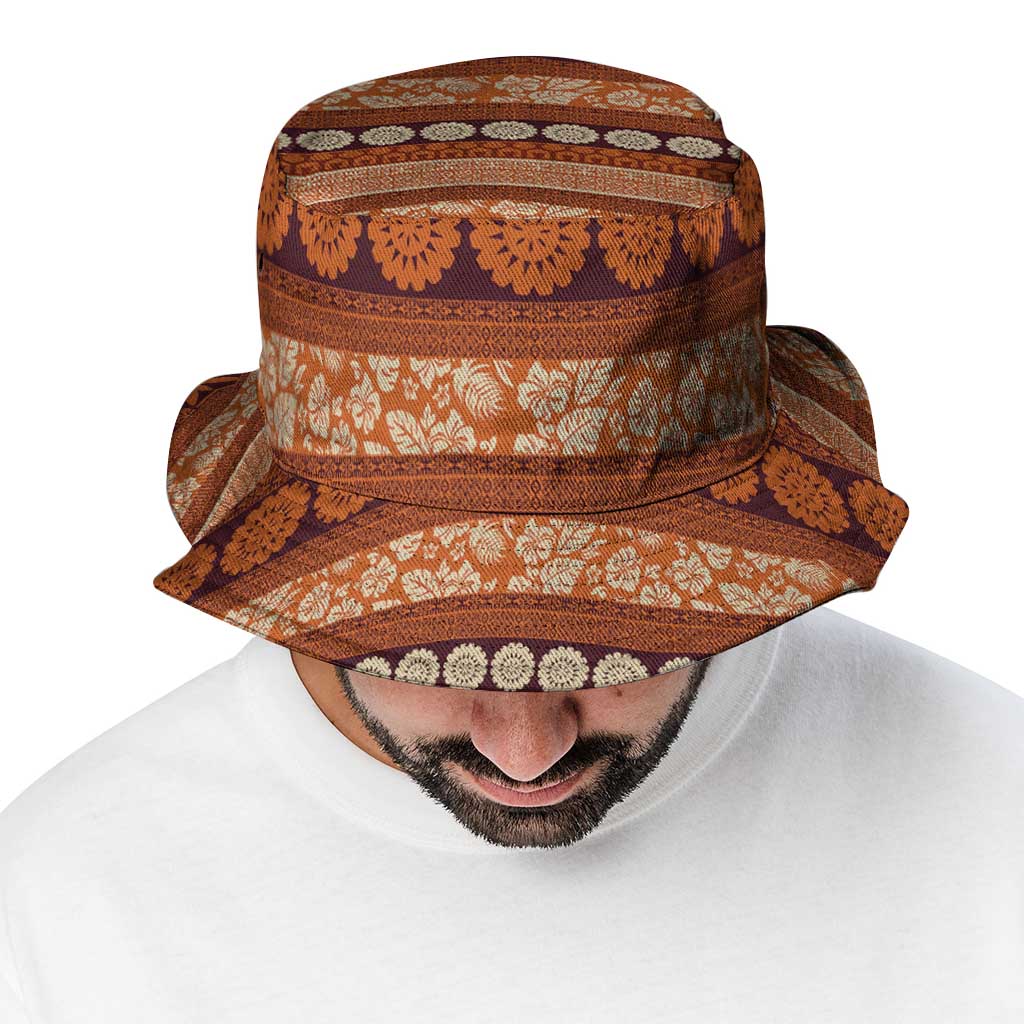 Fiji Marau na Kerisimasi Bucket Hat Gold Tapa Masi Inspired Christmas - Polynesian Pride