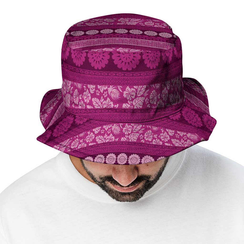 Fiji Marau na Kerisimasi Bucket Hat Pink Tapa Masi Inspired Christmas - Polynesian Pride