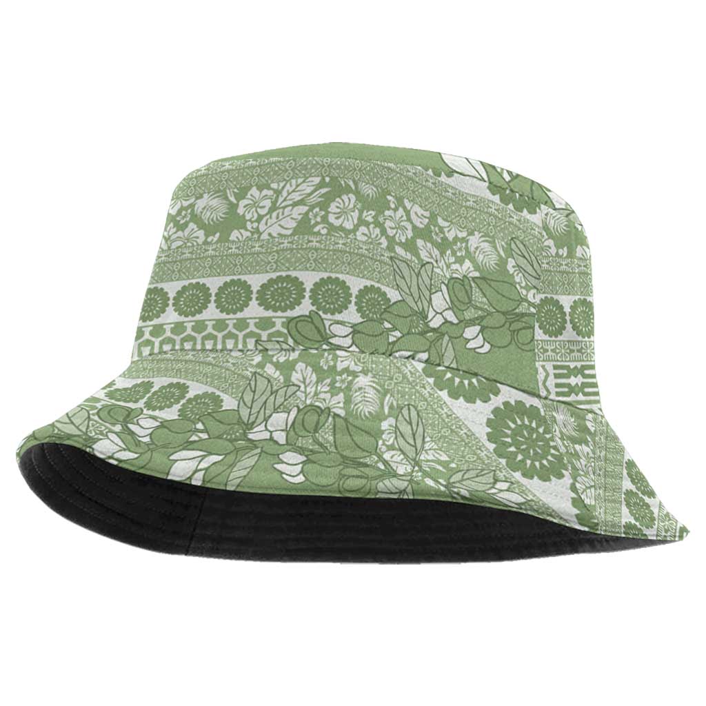 Fiji Marau na Kerisimasi Bucket Hat Sage Green Tagimoucia Tapa Masi Tribal - Polynesian Pride