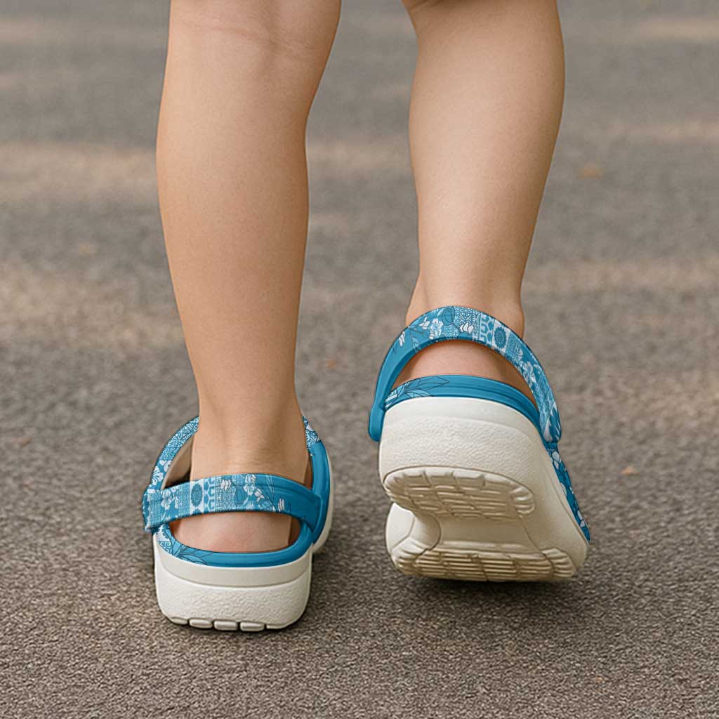 Fiji Marau na Kerisimasi Clogs Shoes Aqua Tagimoucia Tapa Masi Tribal - Polynesian Pride