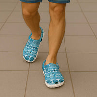 Fiji Marau na Kerisimasi Clogs Shoes Aqua Tagimoucia Tapa Masi Tribal - Polynesian Pride