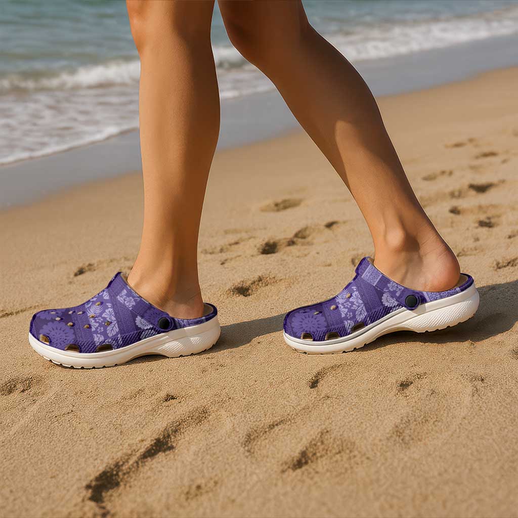 Fiji Marau na Kerisimasi Clogs Shoes Purple Tapa Masi Inspired Christmas - Polynesian Pride