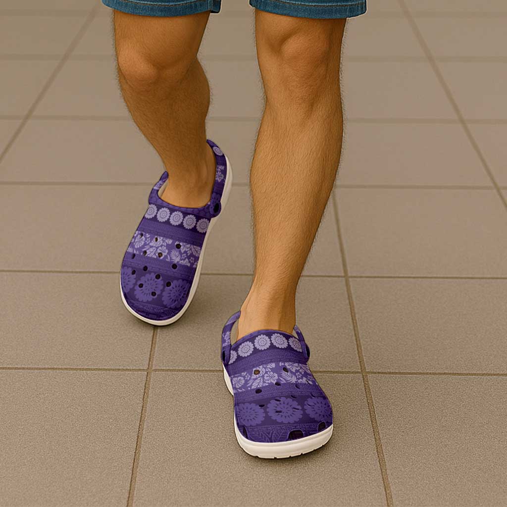 Fiji Marau na Kerisimasi Clogs Shoes Purple Tapa Masi Inspired Christmas - Polynesian Pride