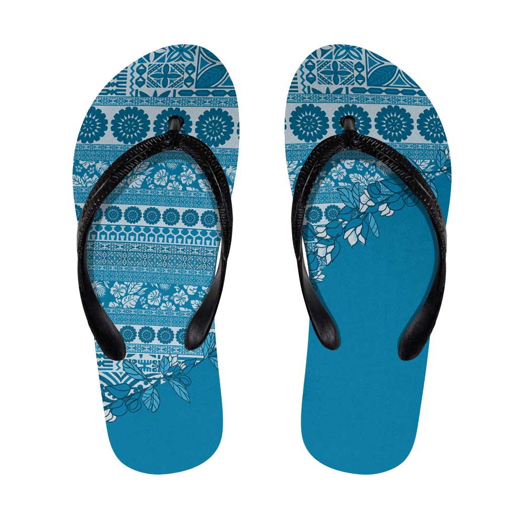 Fiji Marau na Kerisimasi Flip Flops Aqua Tagimoucia Tapa Masi Tribal - Polynesian Pride