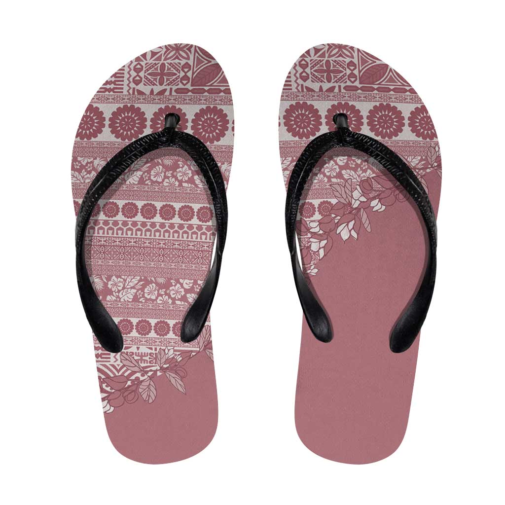 Fiji Marau na Kerisimasi Flip Flops Dusty Rose Tagimoucia Tapa Masi Tribal - Polynesian Pride