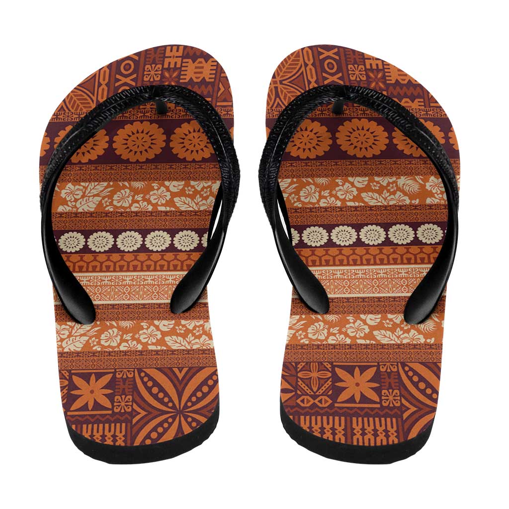 Fiji Marau na Kerisimasi Flip Flops Gold Tapa Masi Inspired Christmas - Polynesian Pride