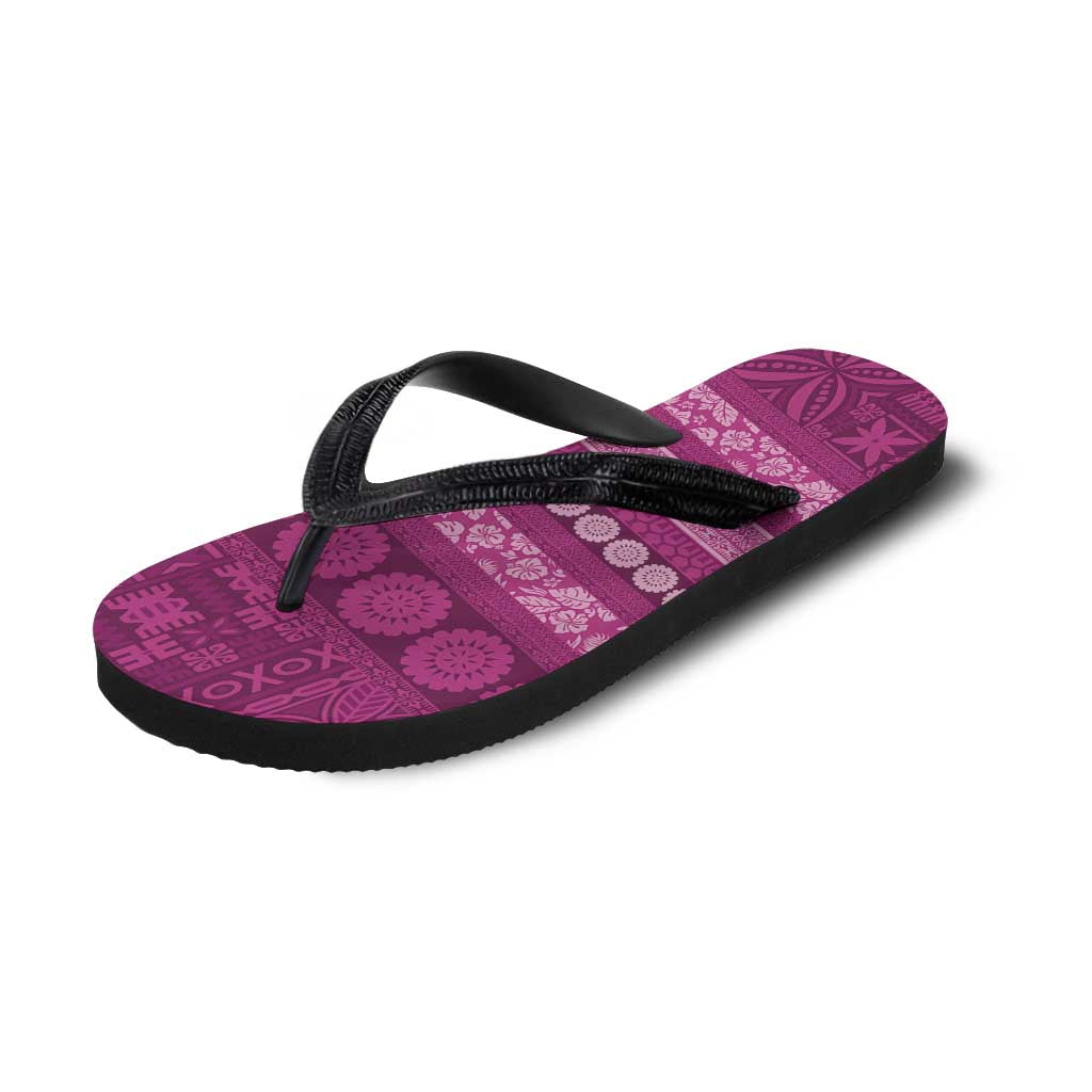 Fiji Marau na Kerisimasi Flip Flops Pink Tapa Masi Inspired Christmas - Polynesian Pride