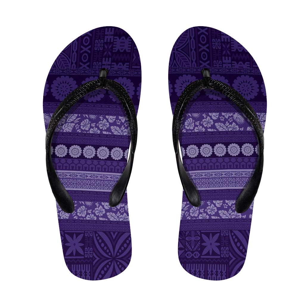 Fiji Marau na Kerisimasi Flip Flops Purple Tapa Masi Inspired Christmas - Polynesian Pride
