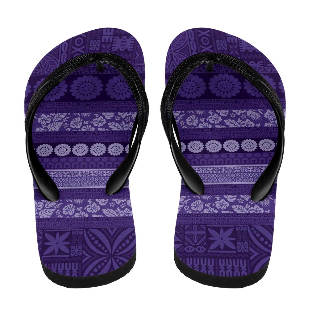 Fiji Marau na Kerisimasi Flip Flops Purple Tapa Masi Inspired Christmas - Polynesian Pride