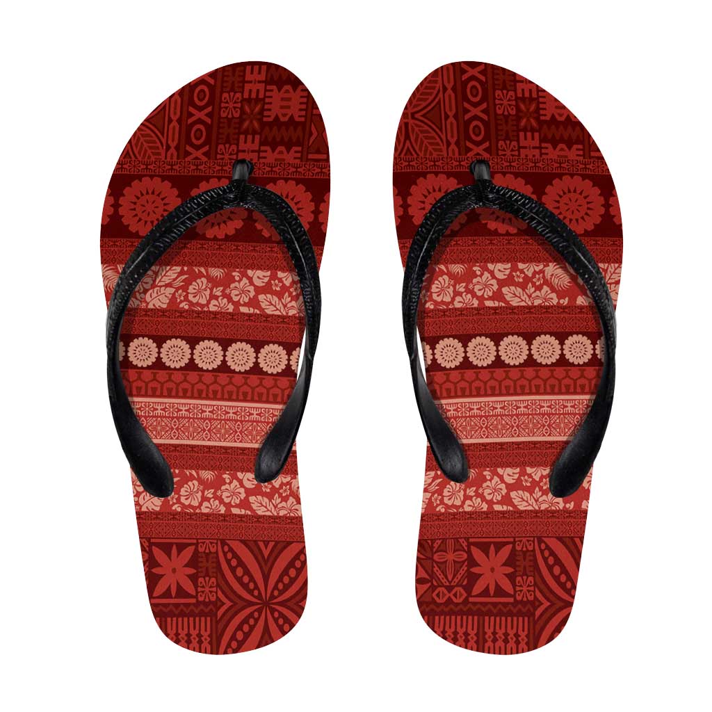 Fiji Marau na Kerisimasi Flip Flops Red Tapa Masi Inspired Christmas - Polynesian Pride