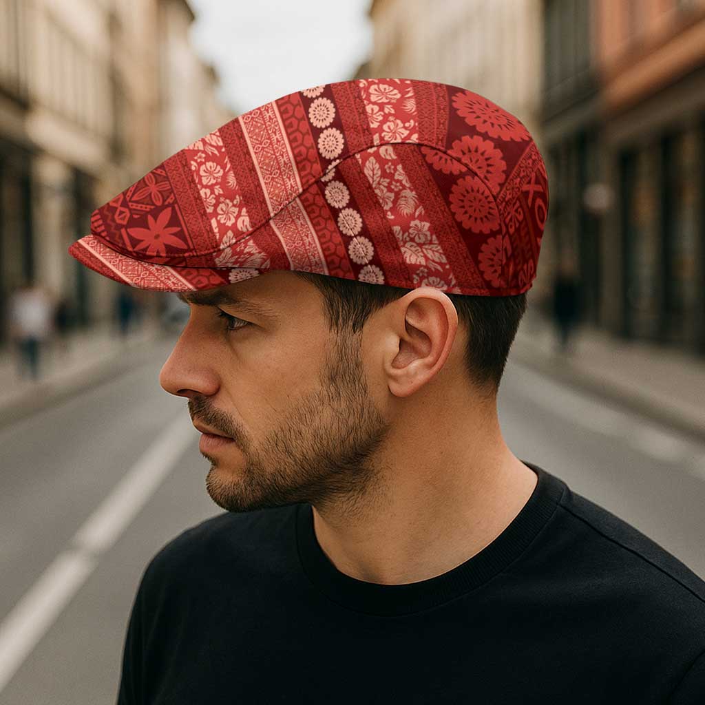 Fiji Marau na Kerisimasi Jeff Hat Red Tapa Masi Inspired Christmas - Polynesian Pride