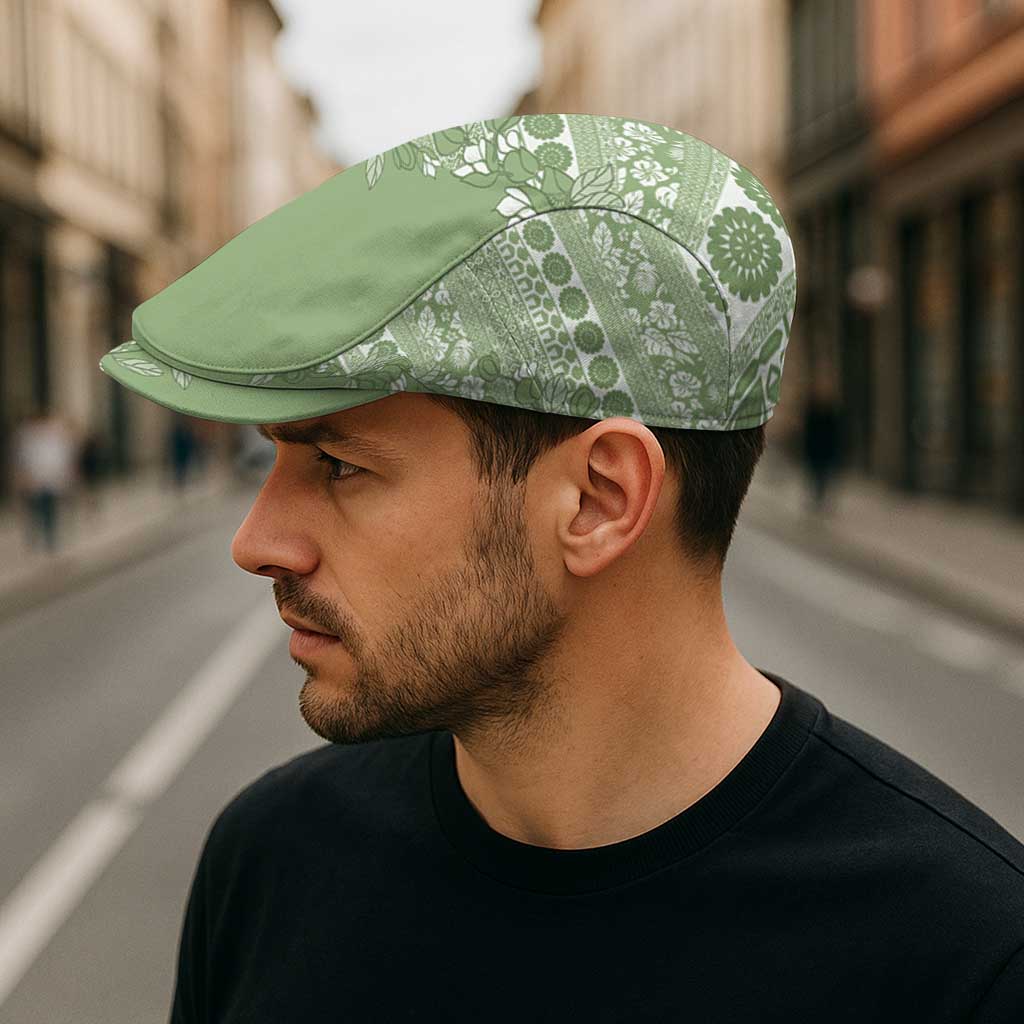 Fiji Marau na Kerisimasi Jeff Hat Sage Green Tagimoucia Tapa Masi Tribal - Polynesian Pride