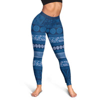 Fiji Marau na Kerisimasi Leggings Blue Tapa Masi Inspired Christmas - Polynesian Pride