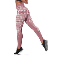 Fiji Marau na Kerisimasi Leggings Dusty Rose Tagimoucia Tapa Masi Tribal - Polynesian Pride
