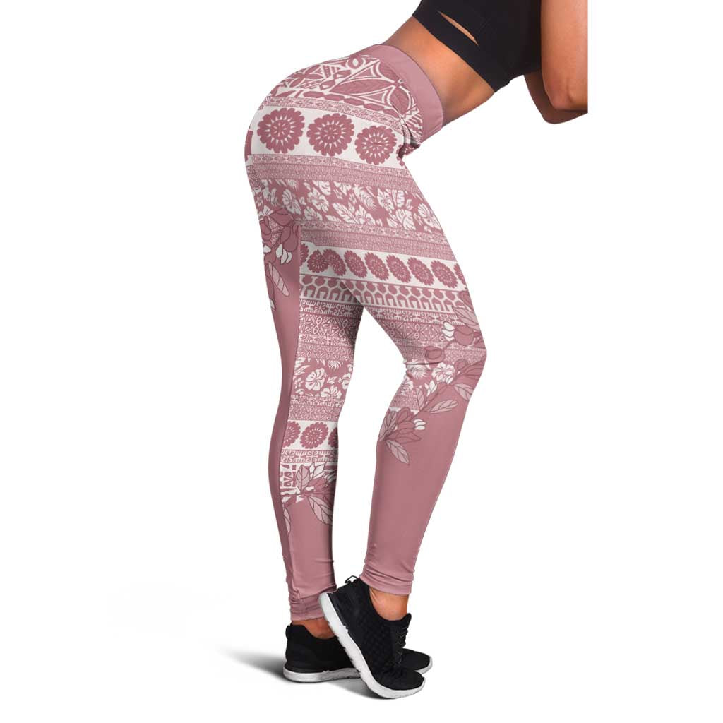 Fiji Marau na Kerisimasi Leggings Dusty Rose Tagimoucia Tapa Masi Tribal - Polynesian Pride