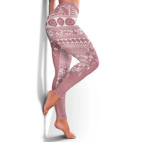 Fiji Marau na Kerisimasi Leggings Dusty Rose Tagimoucia Tapa Masi Tribal - Polynesian Pride