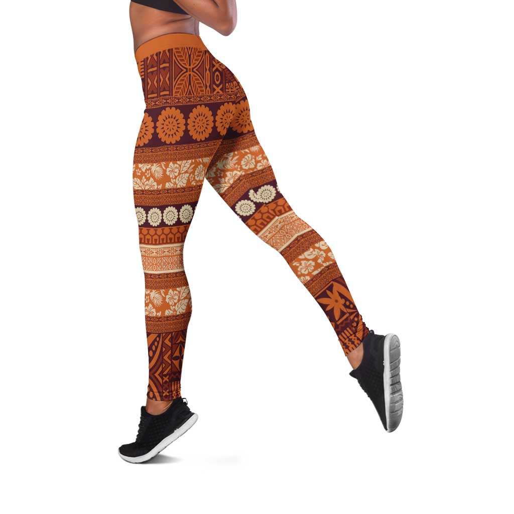 Fiji Marau na Kerisimasi Leggings Gold Tapa Masi Inspired Christmas - Polynesian Pride