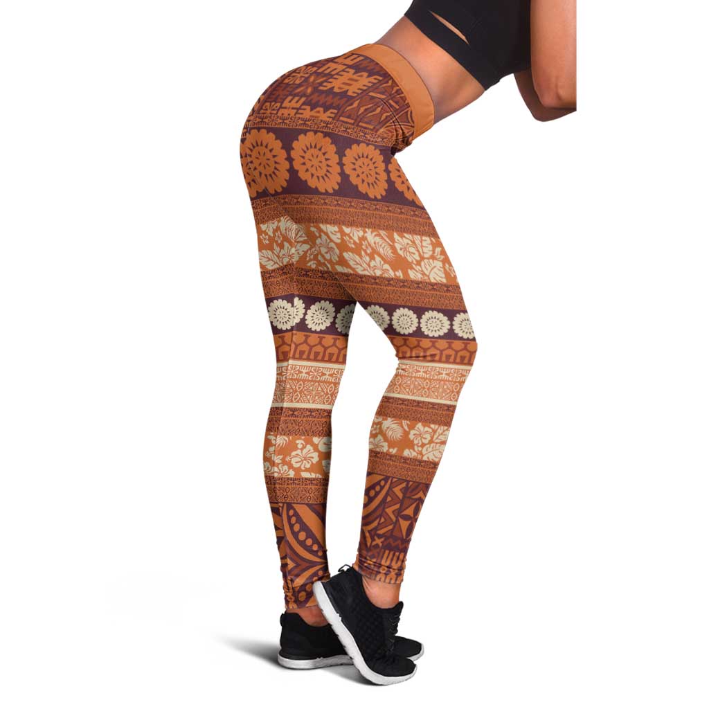 Fiji Marau na Kerisimasi Leggings Gold Tapa Masi Inspired Christmas - Polynesian Pride