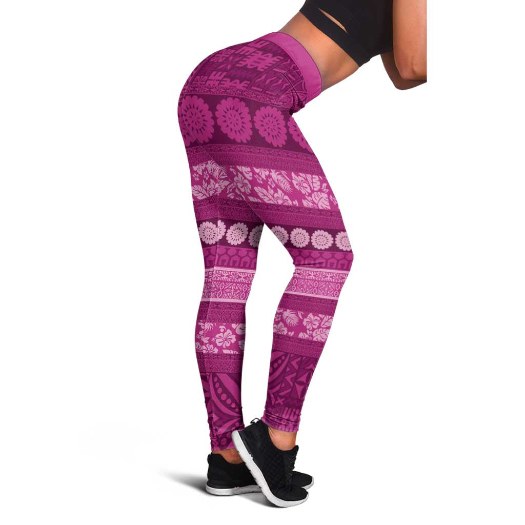 Fiji Marau na Kerisimasi Leggings Pink Tapa Masi Inspired Christmas - Polynesian Pride