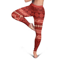 Fiji Marau na Kerisimasi Leggings Red Tapa Masi Inspired Christmas - Polynesian Pride