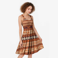 Fiji Marau na Kerisimasi Midi Dress Gold Tapa Masi Inspired Christmas - Polynesian Pride