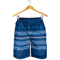 Fiji Marau na Kerisimasi Shorts for Men Blue Tapa Masi Inspired Christmas - Polynesian Pride