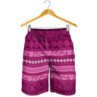 Fiji Marau na Kerisimasi Shorts for Men Pink Tapa Masi Inspired Christmas - Polynesian Pride