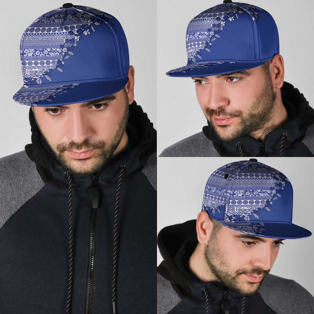Fiji Marau na Kerisimasi Snapback Cap Blue Tagimoucia Tapa Masi Tribal - Polynesian Pride